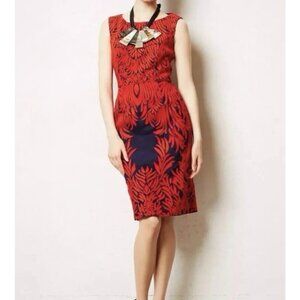 Pankaj & Nidhi Red Botanical Sheath Dress Size 4 | Designer Resort Wedding Guest